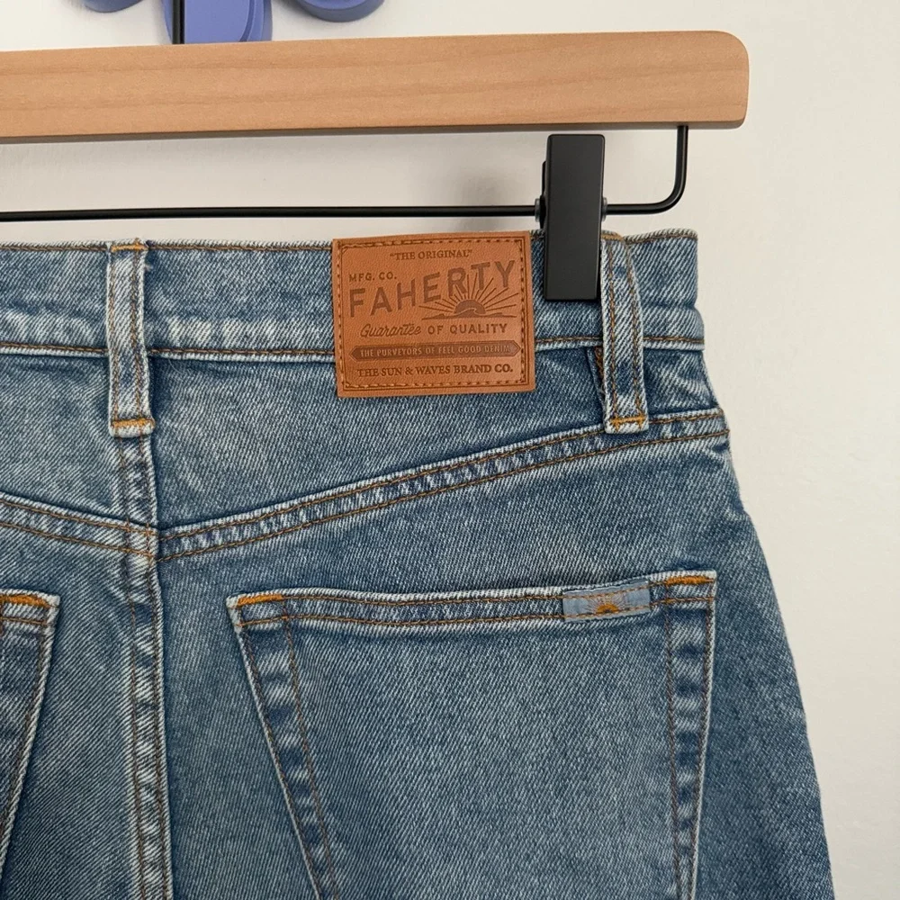 Faherty 25 Organic Cotton Slim Straight Denim Lakewood Wash Mid Rise - Picture 6 of 9